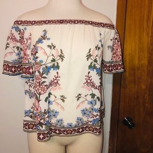 NWT Blue Rain Off the Shoulder Blouse size L